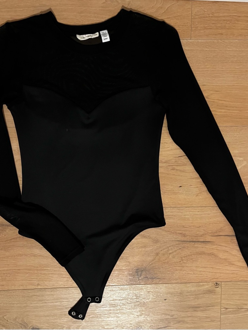 Black Long Sleeve Bodysuit sheer